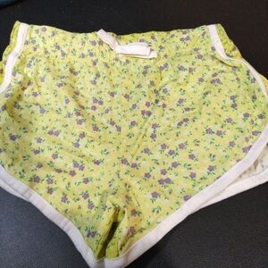Just 2 Cute Size 10/12 Girls Shorts Yellow With Purple Flowers